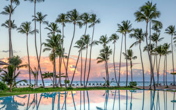 Caribbean Sea views over the main pool at Club Med Michés Playa Esmeralda, Dominican Republic.