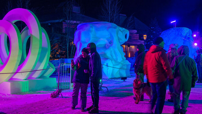 Spectators enjoy the 2018 International Snow Sculpture Championships Spectators enjoy the 2018 International Snow Sculpture Championships