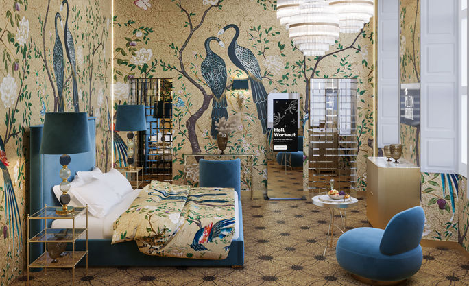 The Spa Suite Gold Digger Bedroom inside The Plein Hotel in Milan, opening in 2025. Small Luxury Hotels of the World, slh, the plein hotel, milan hotels, luxury hotels in milan, hotels opening in 2025