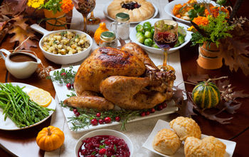 A traditional Thanksgiving Day dinner.